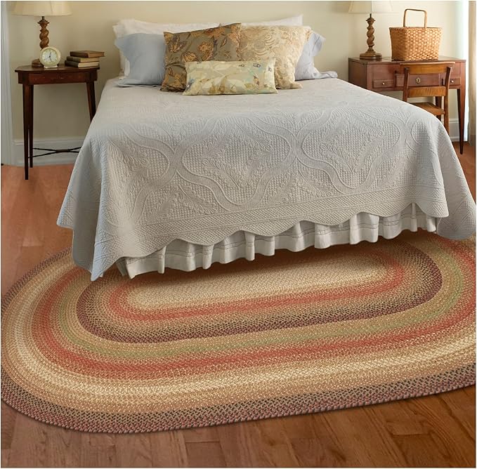 Homespice Gingerbread Jute Brown 6x9' Oval Braided Rugs for Living Room, Bedroom Rug and Dining Room. Pet Friendly. Decor Styles- Farmhouse Rug, Rustic, Vintage, Cottage, Primitive, Country, Boho Rug