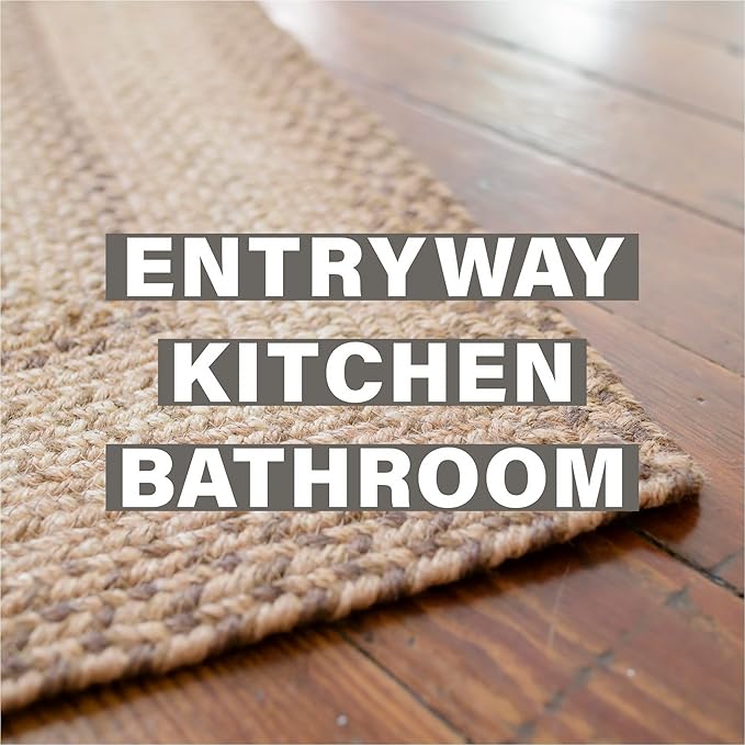 Cookie Dough Brown Oval Braided Rug, 2x3' - Handmade with Jute, Warm Country Farmhouse Decor, Perfect for Bathrooms and Entryways - Reversible and Easy to Clean