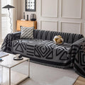 HANDONTIME Boho Geometric Couch Covers for Sofa Pet Friendly Dark Grey and Black Sofa Covers Washable Chenille Couch Blanket Cover for 3 Cushion Couches Pet Protector Furniture Cover Soft, 71" X 134"