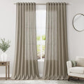Mocha Linen Curtains 120 Inch Extra Long by Nanspring