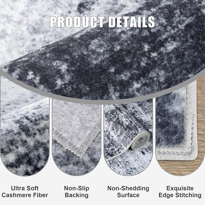 4x6 Area Rug Living Room Rug: Washable Modern Abstract Soft Thin Rug Indoor - Image 6