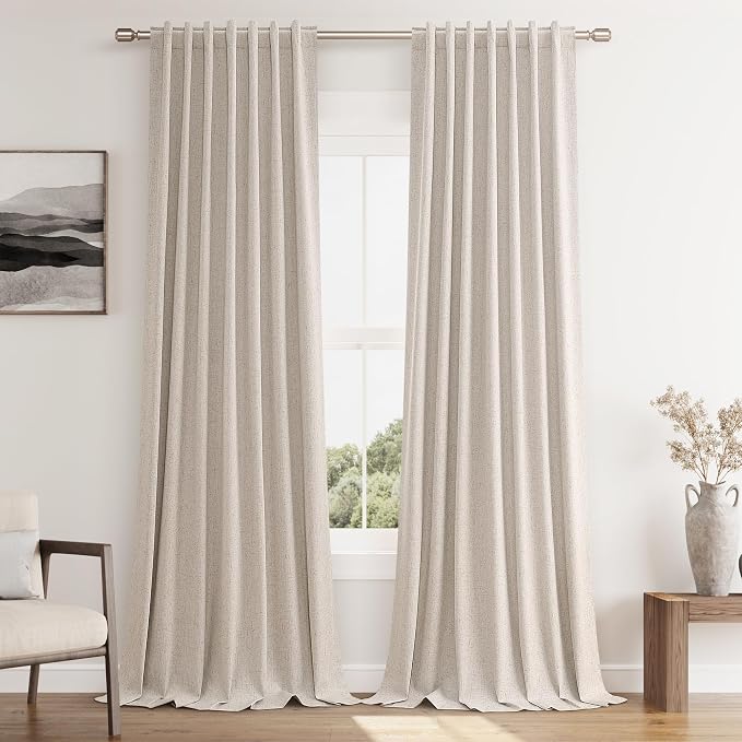 Guken Oatmeal 100% Blackout Curtains 90 Inch Length 2 Panels Set by Guken