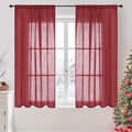 BGment Burgundy Curtains Semi Sheer 48 Inch Length by BGment