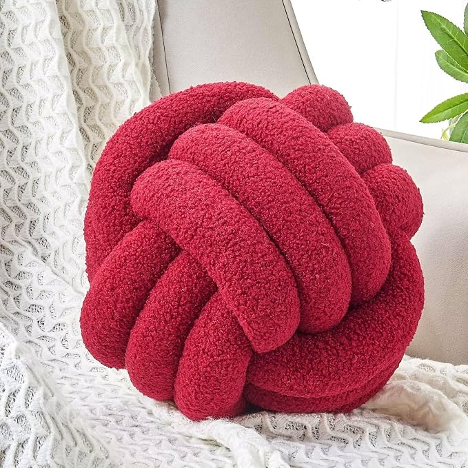 Uvvyui Knot Pillow Ball, Soft Home Decorative Round Throw Pillow, Handmade by Uvvyui