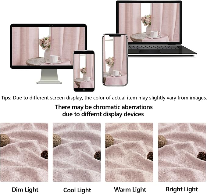 OWENIE Blush Pink Valances for Windows 1 Pcs 20 Inch Length, Light Filtering - Image 9