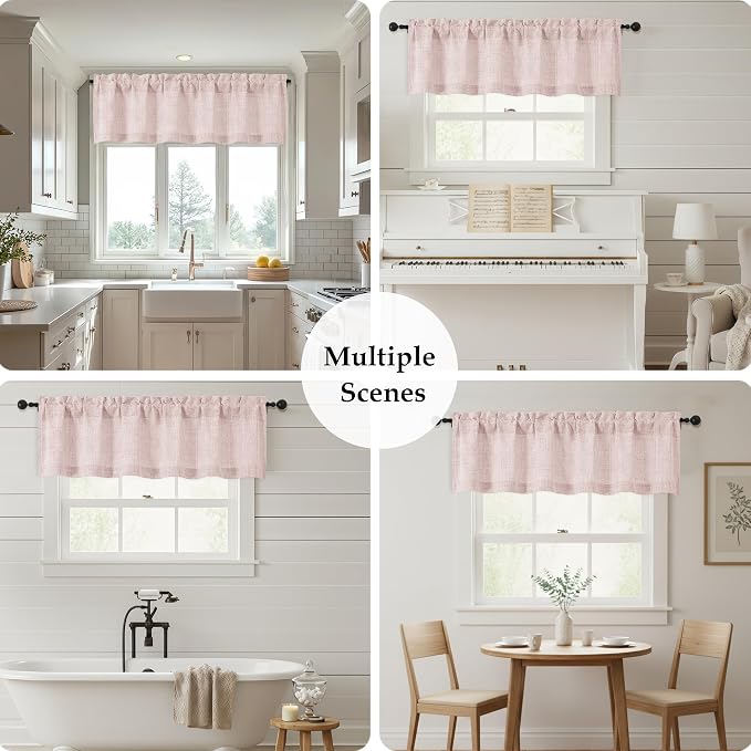 OWENIE Blush Pink Valances for Windows 1 Pcs 18 Inch Length, Light Filtering - Image 7