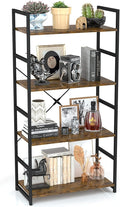 OTK 4 Tier Bookshelf, Tall Bookcase, Office Shelf Storage Organizer, Modern Book Shelf for Living Room, Bedroom, and Home Office, Vintage