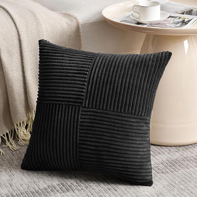 Fancy Homi 2 Packs Black Euro Decorative Throw Pillow Covers 26x26 Inch - Image 2