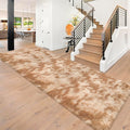 Super Soft Fluffy Living Room Area Rugs 3x10 ft Tie-Dyed Beige Shaggy Furry by JiaoBaba