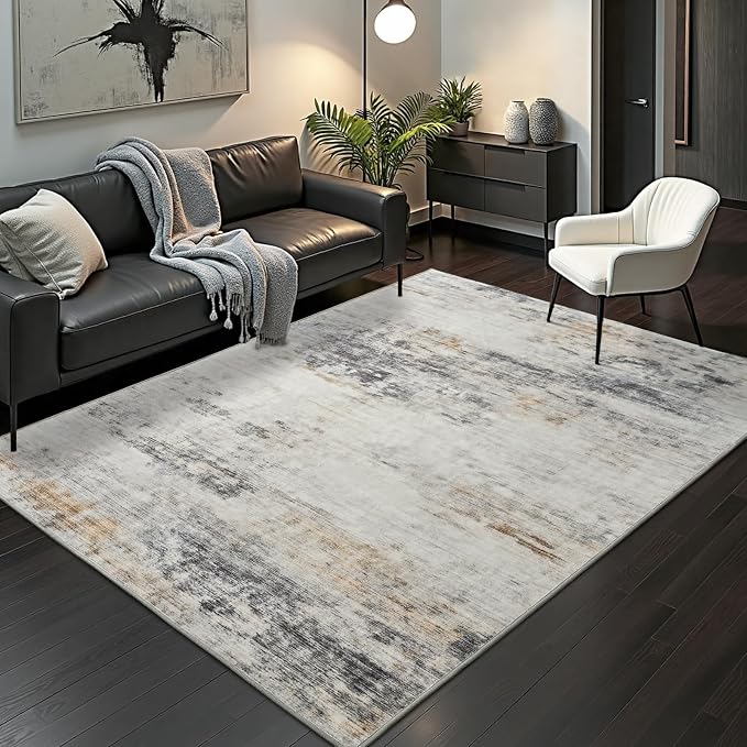 Toneed Abstract Area Rug 6x9 Modern Washable Rug Soft Non Slip Rug Low Pile by Toneed