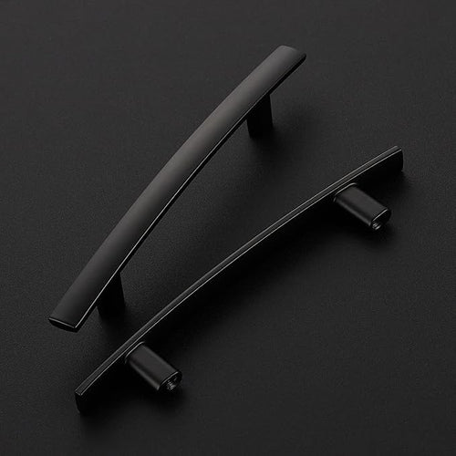 15 Pack Cabinet Handles 3.75" Hole Center - Curved Cabinet Pulls Black Drawer Pulls for Kitchen Cupboard Solid Hardware for Dresser Drawer Arch Hardware