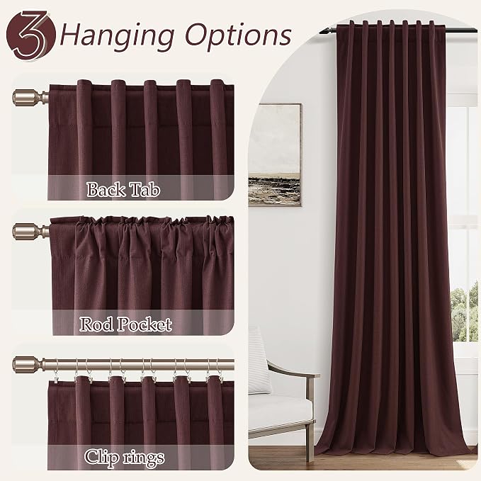 Guken 100% Blackout Curtains 108 Inch Length 2 Panels Set - Image 4
