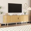 70.1" TV Stand, Modern TV Console Table with Storage Compartment and Sliding Door, Gaming Entertainment Center with Cabinet for Living Room, Bedroom, Office, Oak