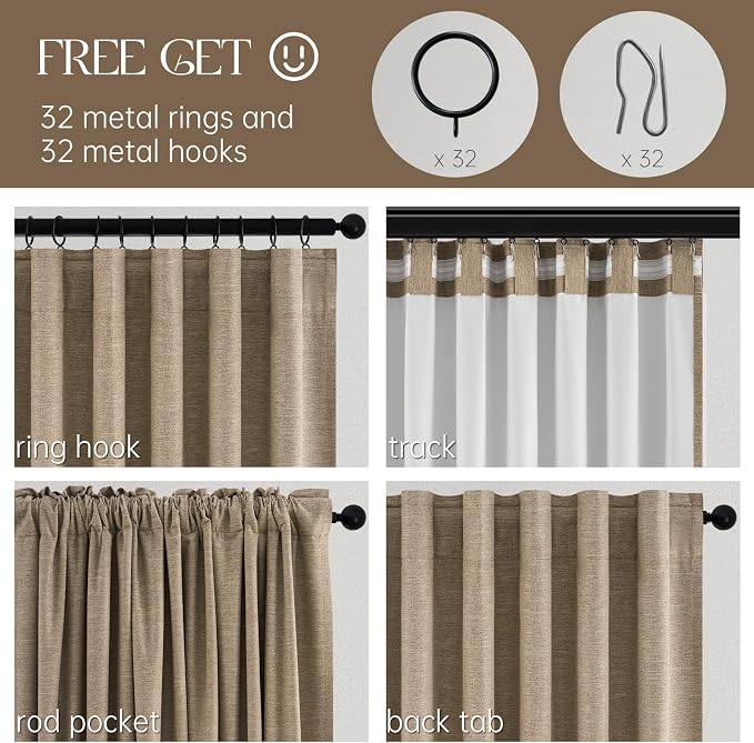Topfinel Dark Flax 78 Inch Long Curtains - Image 3