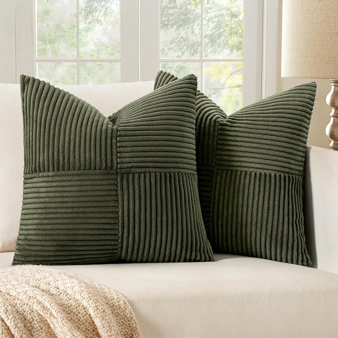 MIULEE Olive Green Decorative Throw Pillow Covers 18x18 Inch by MIULEE