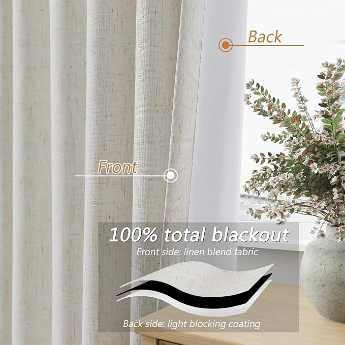 Guken 11 FT Extra Long Boho 100% Blackout Curtains 132 Inch Length 2 Panels Set - Image 4
