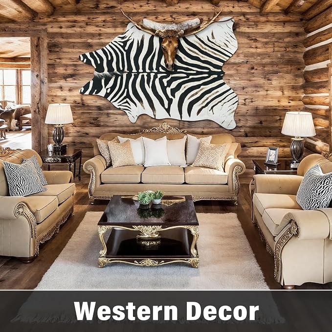 AROGAN Western Faux Fur Zebra Rug, 4.6 x 5.2 Feet Premium Animal Skin Print Rug - Image 5