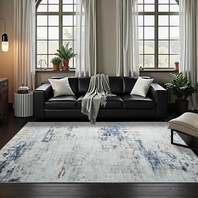 Toneed Abstract Area Rug 5x8 Modern Washable Rug Soft Non Slip Rug Low Pile by Toneed