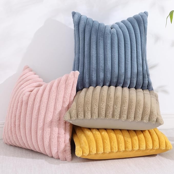 decorUhome Cozy Faux Fur Throw Pillow Covers 24x24 Set of 2 Decorative Soft - Image 4