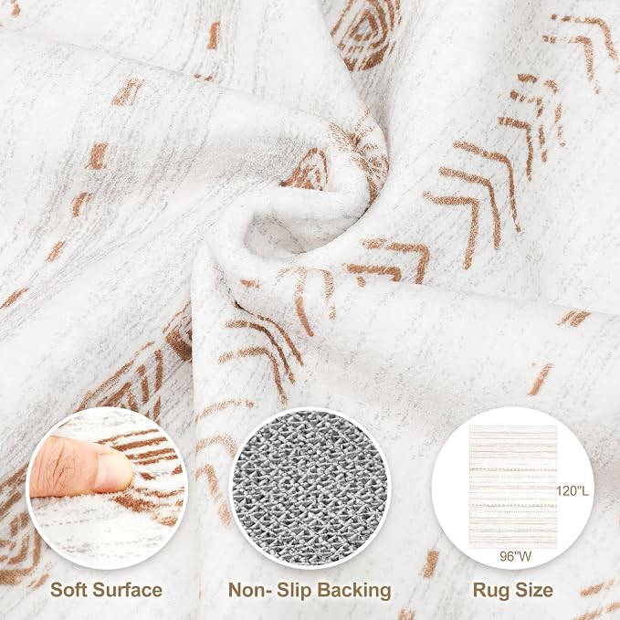 Nakagishi Area Rug Living Room Rugs: 8x10 Large Soft Machine Washable Boho - Image 3