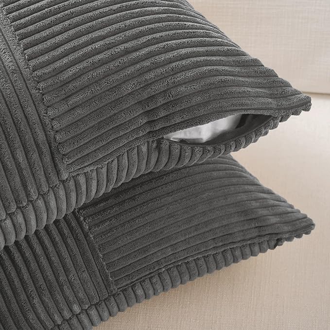 Fancy Homi 2 Packs Dark Gray Samll Decorative Throw Pillow Covers 12x12 Inch - Image 4