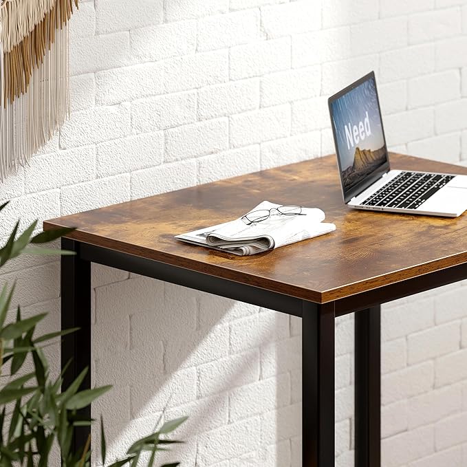 Need Small Computer Desk for Home&Office- 31.5'' Length Small Writing Desk Gaming Desk Students Laptop Use, Rustic Brown Desktop & Black Frame AC3FB(8060)
