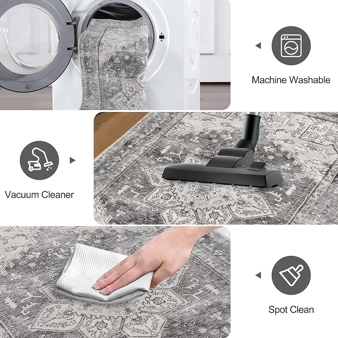 Yamaziot Washable Runner Rug, 2x6 Non-Slip Boho Vintage Hallway Rug Runner - Image 5