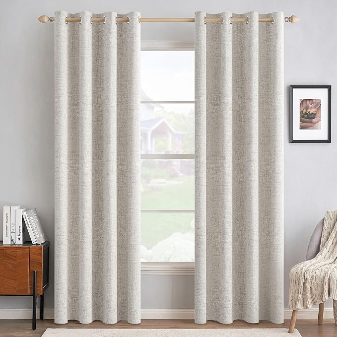 MIULEE 100% Blackout Linen Textured Curtains by MIULEE