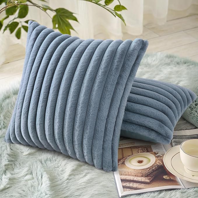 decorUhome Cozy Faux Fur Throw Pillow Covers 16x16 Set of 2 Decorative Soft - Image 4