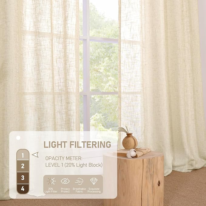 LAMIT Short Linen Window Curtains 30 Inches Long 2 Panels, 34 x 30 Inch - Image 5
