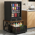 Urban Deco Mini Fridge Stand with Storage, Heavy Duty Fridge Cart with Drawer Basket, Mini Refrigerator Table for 220 LBS, Mobile Fridge Stand with Swivel Wheels for Dorm,Office,Home, Retro Brown