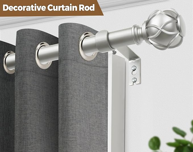 KAMANINA Curtain Rods for Windows 48 to 84 Inch, Antique Silver Heavy Duty - Image 5