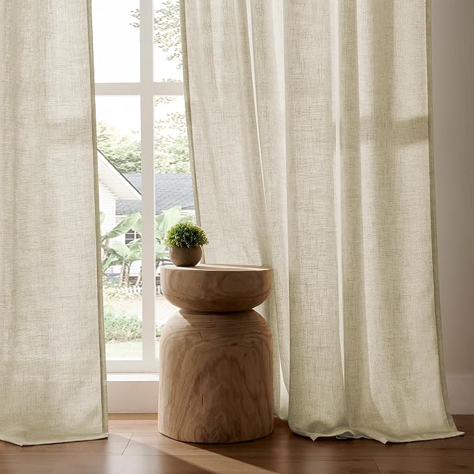 Joydeco Linen Curtains 84 Inch Length 2 Panel Sets, Light Filtering Curtains - Image 5