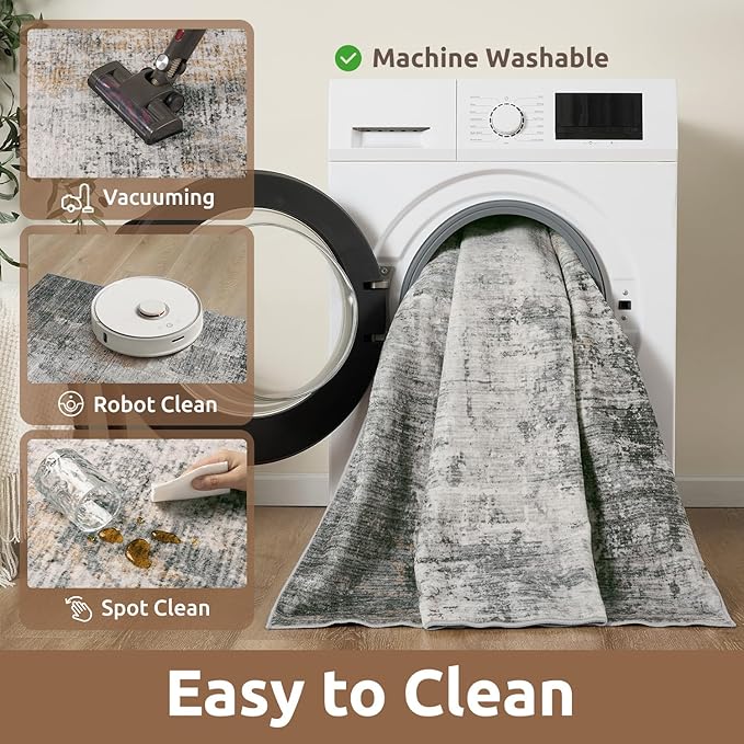 4 x 6 Area Rugs for Living Room, Machine Washable Non Slip Rug Ultra Soft Low - Image 6