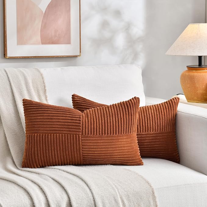 Fancy Homi 2 Packs Rust Lumbar Decorative Throw Pillow Covers 16x26 Inch - Image 6