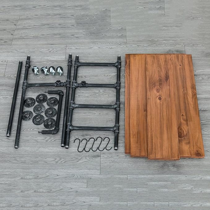 Industrial Portable Kitchen Island on Wheels,Bar Carts for the Home Wine Bar Beverage Coffee Cart,Metal Rolling kitchen carts and islands,Wood and Pipe 3-Tier Butcher Block Island Food Serving Cart