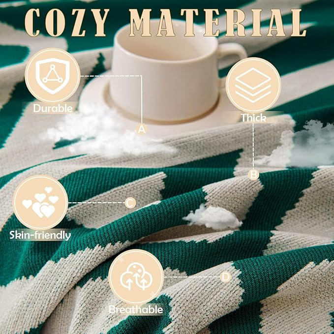 HANDONTIME Dark Green Couch Cover Boho Sofa Covers Washable Forest Green Dog Covers for Couches Reversible Couch Blanket Cover Geometric L Shaped Couch Covers for 2 3 Couch Cushion Cover, 91" X150"