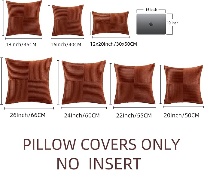 Fancy Homi 2 Packs Rust Big Decorative Throw Pillow Covers 24x24 Inch - Image 9