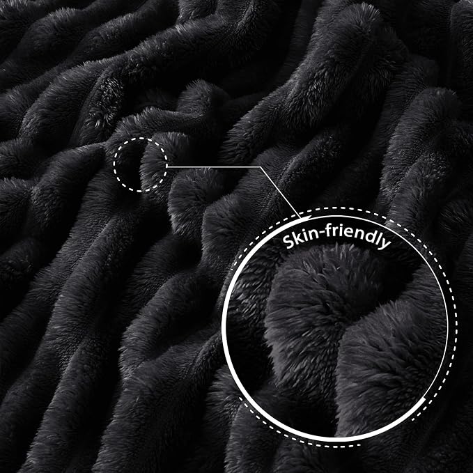 Exclusivo Mezcla Queen Size Flannel Fleece Blanket, Super Soft Striped Jacquard - Image 5