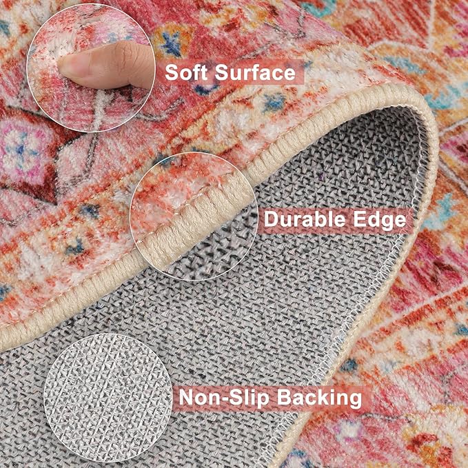 Yamaziot Washable Runner Rug, 2x6 Non-Slip Boho Vintage Hallway Rug Runner - Image 4