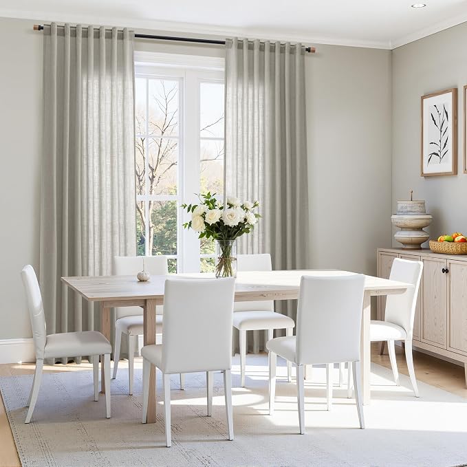 Nanspring Silver Grey Linen Curtains 63 Inches Length 2 Panels Set - Image 6