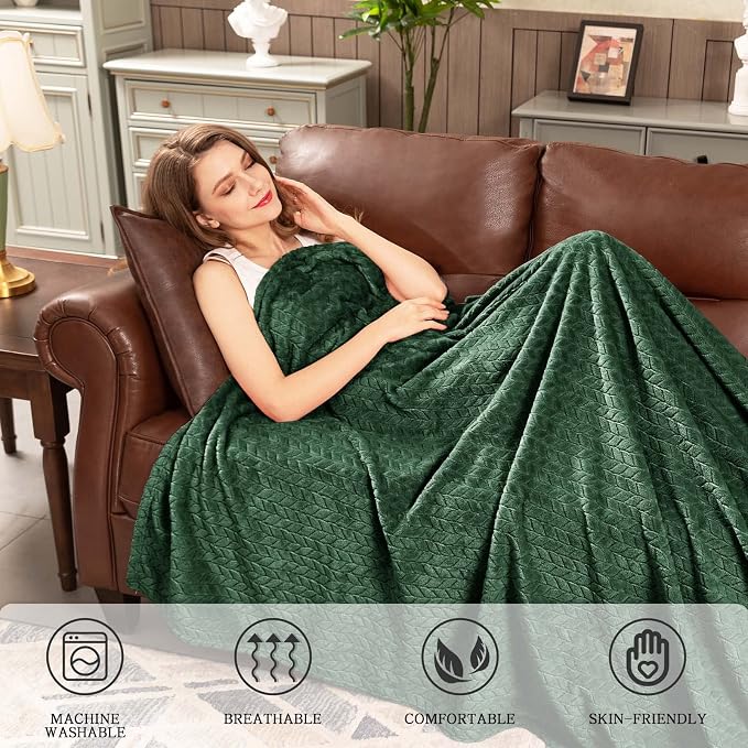 inhand Fleece Twin Blanket for Bed Green Throw Blanket for Couch Super Soft - Image 6
