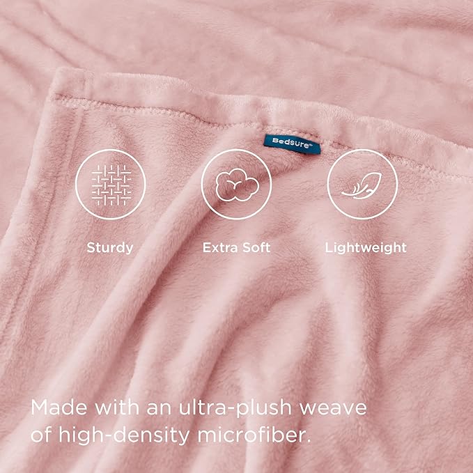 Bedsure GentleSoft Pink Fleece Blankets Queen Size - Image 4