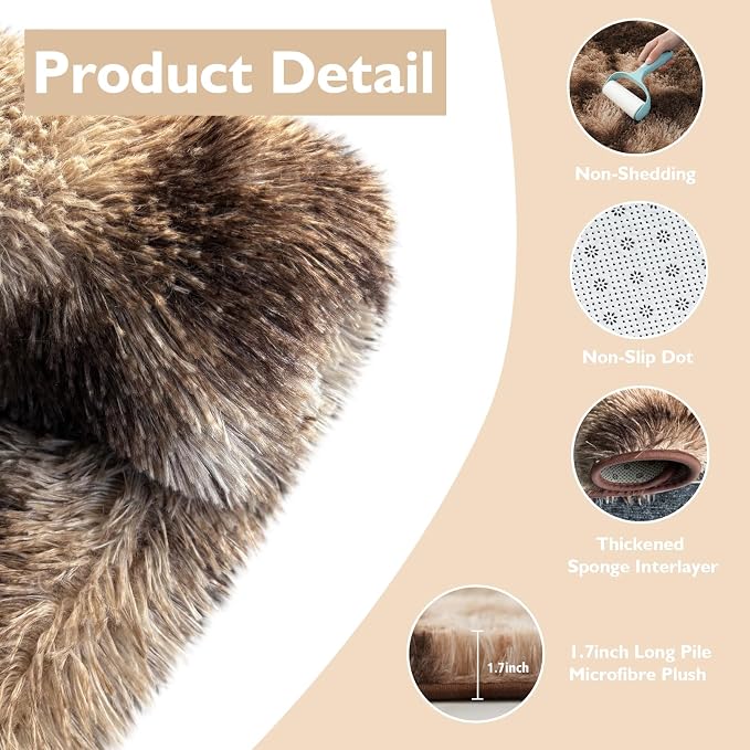 Shag Area Rug for Bedroom 4x6, Fluffy Area Rugs for Living Room, Soft Fuzzy Rug - Image 3