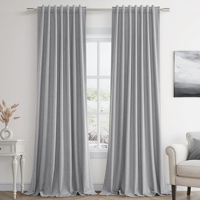 Guken Grey 100% Blackout Curtains 84 Inch Length 2 Panels Set - Image 9