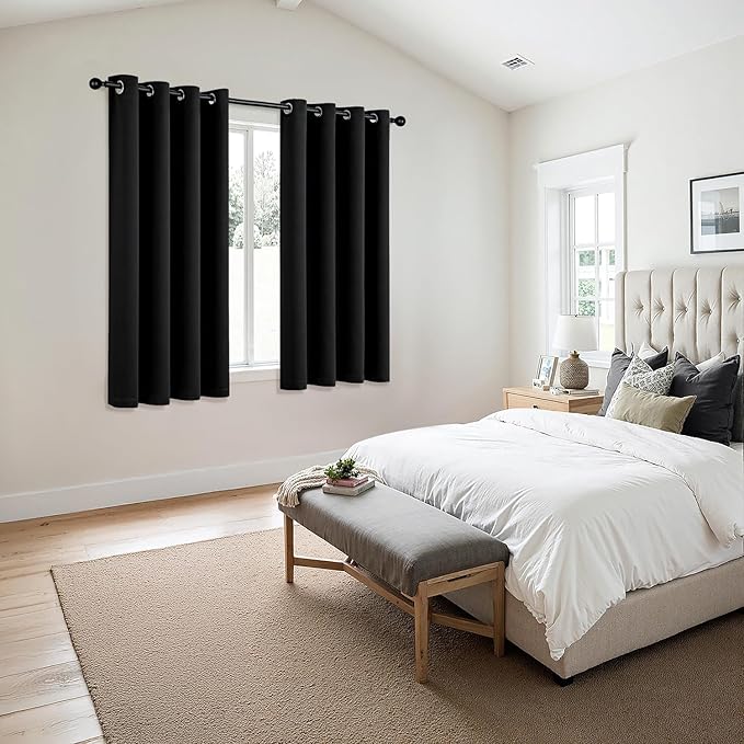 MIULEE Black Blackout Curtains for Bedroom Living Room 63 Inches Long 2 Panels - Image 6