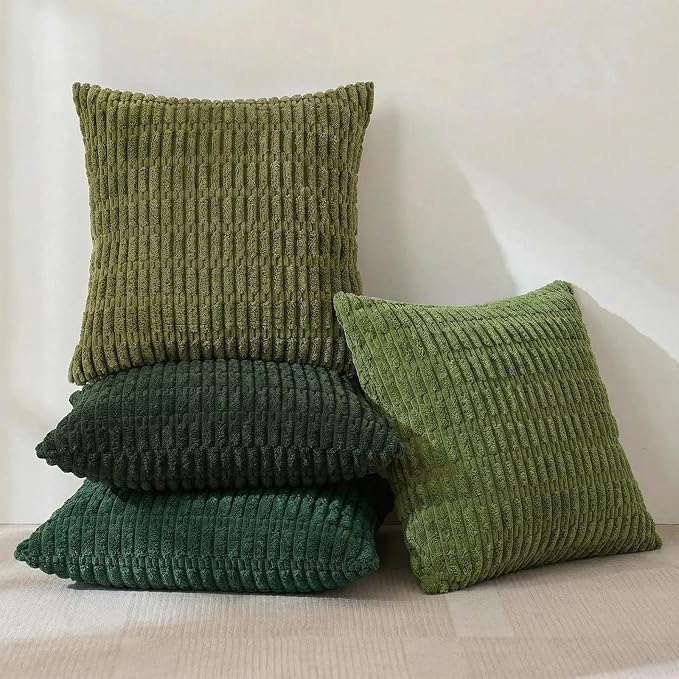 Fancy Homi Set of 4 Green Boho Winter Decorative Throw Pillow Covers 22x22 Inch - Image 2