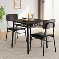 GarveeHome Dining Table for 2 with Storage Rack, Small Kitchen Table for 2 with Metal Frame, Square Table with Upholstered Chairs Set of 2, 3-Piece Dining Room Set for Small Space, Apartment, Black