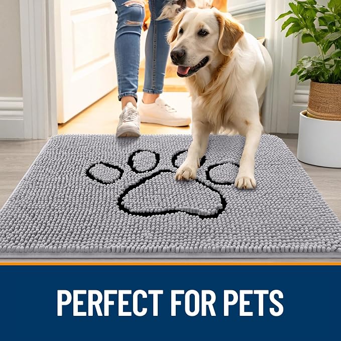 OLANLY Dog Door Mat for Muddy Paws 48x30, Paw Print Design, Absorbs Moisture - Image 6