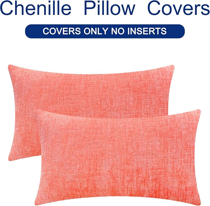 CaliTime Throw Pillow Covers Decorative 12 X 20 Inches Pack of 2 Cozy Chenille - Image 6